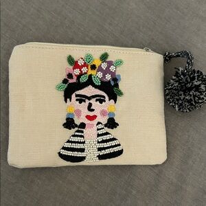 World Market Frida Kahlo Bag with Embroidered and Beaded Portrait